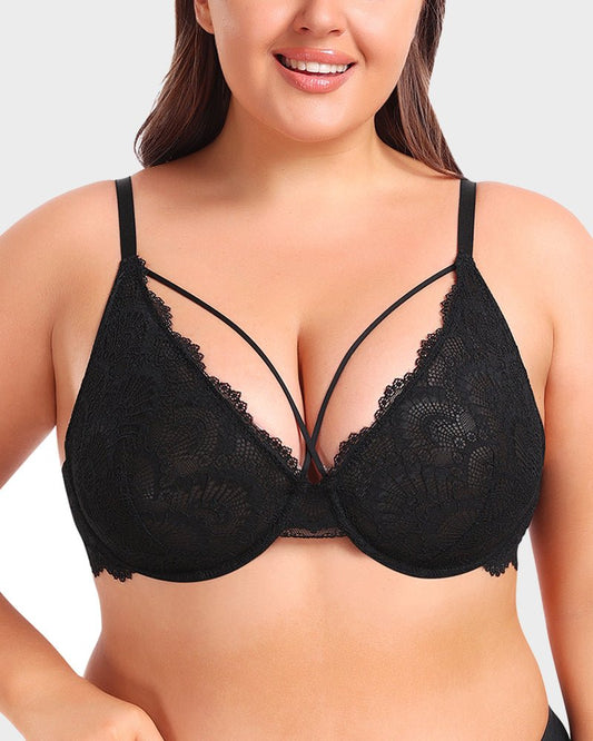 Non - Padded Lace Strappy Push - Up Bra - Komfortfit